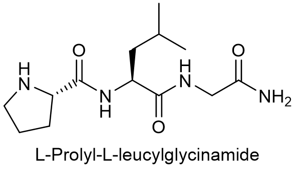 Struktura L-Prolyl-L-leucylglycinamidu