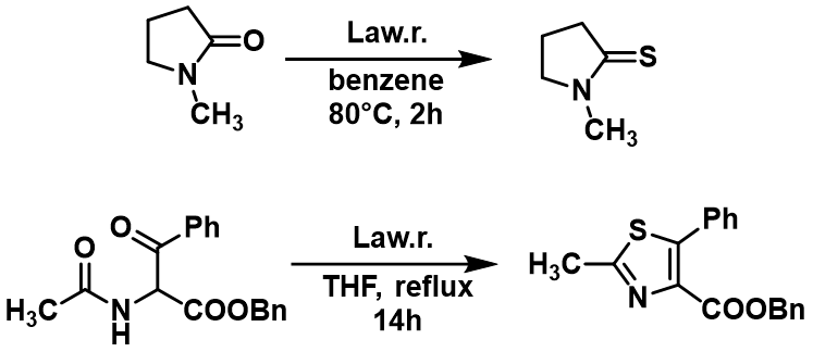 Examples of reactions with Lawesson's reagent