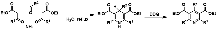 Figure 2: Hantzsch pyridine synthesis using DDQ as the oxidant in the aromatization step.