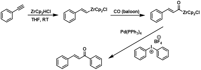 Carbonylation of organozirconium compounds and crosscoupling reaction of the resulting acylzirconium species with diphenyliodonium tetrafluoroborate