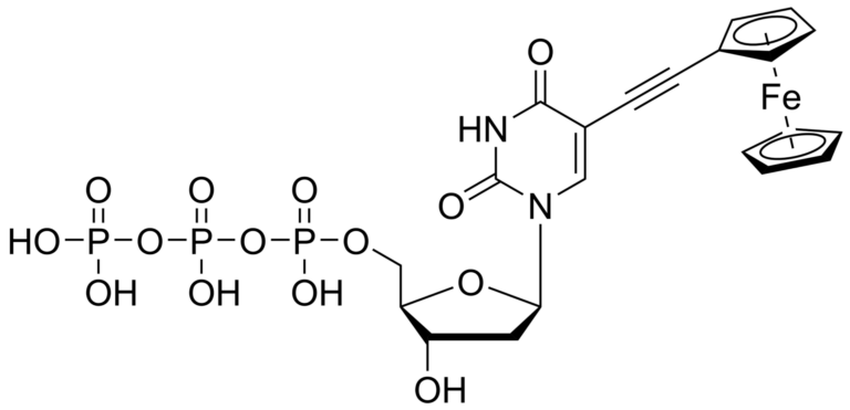 Main product photo - 5-(Ferrocene-1-yl-ethynyl)-2′-deoxyuridinetriphosphate – CAS 1007229-84-6